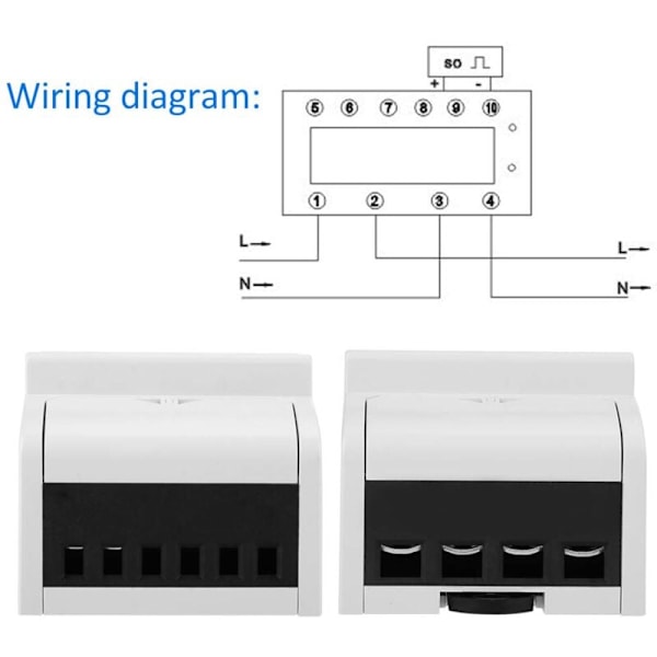 KWh-mätare, 2-trådig elektronisk elmätare, enfasig elmätare, DIN-skena elmätare, för hemmet (20(80) A)