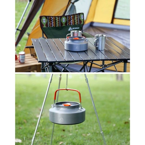 1,1L Campingkokare Bärbar Lätt Utomhus Vandring Camping Picknick Vattenkokare, Tekanna, Kaffekanna Kompakt, Snabb Uppvärmning och Anti-brännskada Svart