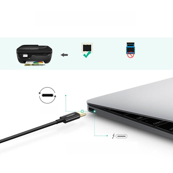 USB-C - USB-B 480Mb/s Skrivarkabel 2m, Svart