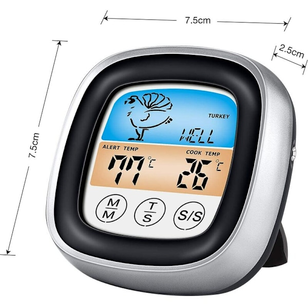 Kökstermometer, Kötttermometer med Ultra-Lång Sond, Snabbläsande Matlagningstermometer för Grill, BBQ, Biff, Godis, Mjölk (Röd)