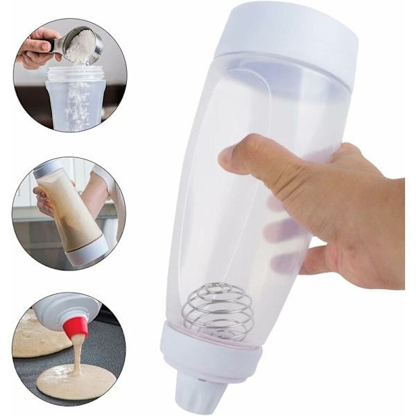 Pannkakssmet Dispenser, Kakdeg Dispenser och Tratt-Shaker, Pannkaka Cupcake-Flaska, Pannkakssmet Dispenser-Flaska, Degblandare för att förbereda Pannkakor