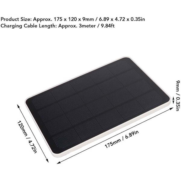 4W Solpanel för Säkerhetskamera, USB-kompatibel Solpanel, IP65 Vattentät