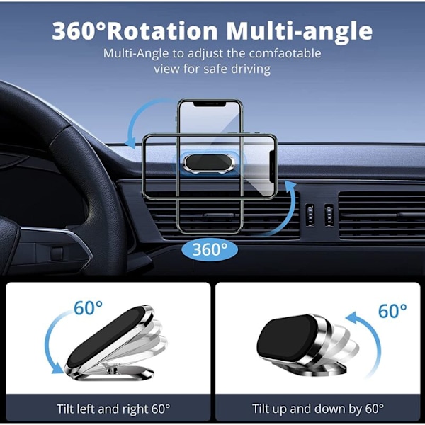 2-pack Magnetisk Biltelefonhållare, 360° Rotation, Magnetbilhållare för Telefon