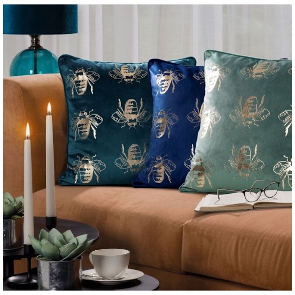 Dekorativ kuddfodral 45x45 Blink 15O mint mörk guld bin sammet Eurfirany