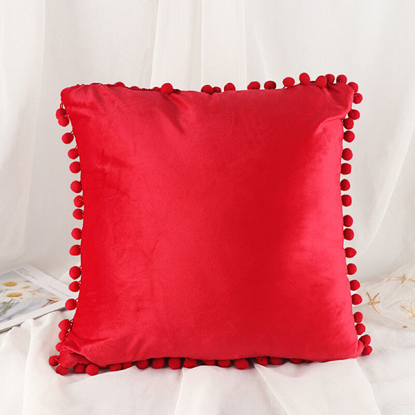 Mjuk fast kvadratisk soffa soffa säng vardagsrum kudde röd 4545cm