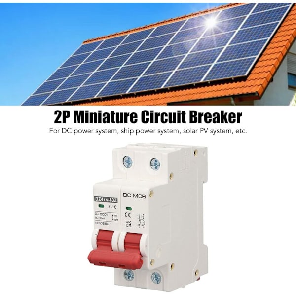 2P Miniatyrkretsbrytare DC1000V 10A DIN-skena Montering Kretsbrytare för Solcells-PV-system