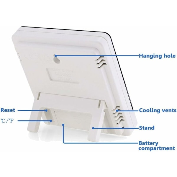 Digital Hygrometer Termometer, Inomhus- och Utomhustemperatur- och Luftfuktighetsmätare, Hemmakontorstemperatur- och Luftfuktighetsmätare - LCD-display, Batteri