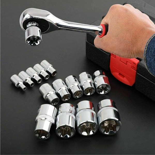 E Star E4-E24 Torx-hylsa Set för Hon, E-Torx Yttre Hex-hylsa Mutter 14 delar