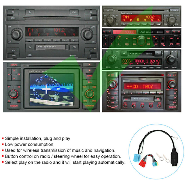 20-stifts/8-stifts Bluetooth 5.0 Ljudadapter Radiokontakt Bilstereoadapter Passar för A2 A3 8L 8P TT