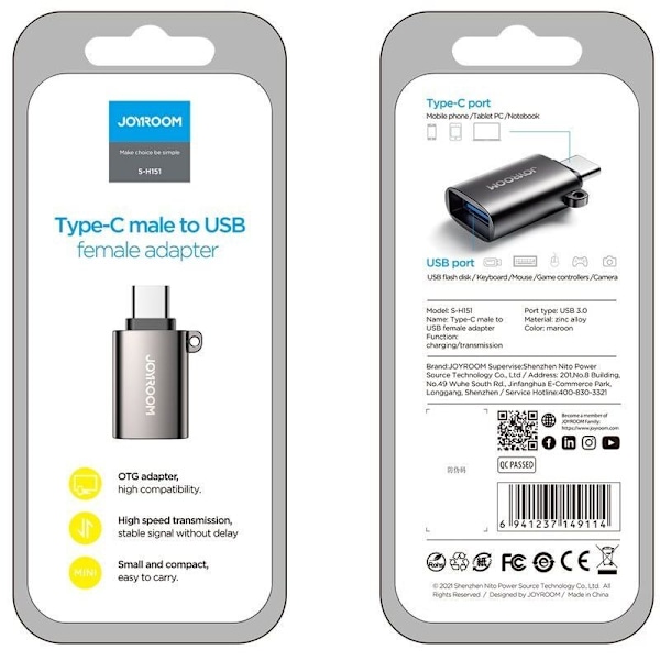 USB 3.2 Gen 1 Han - USB-C Honadapter, Svart