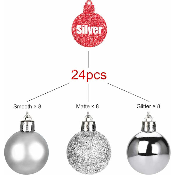 Julgranskulor, Julgranskula Set med 24 stycken 4CM Julgranskulor Dekorationer, Träd Dekorativa Kulor, Festival Traditionell Jul