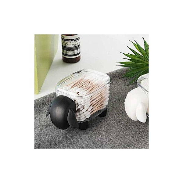 Transparent sminkförvaringslåda för tops och bomullsrondeller, tandpetarehållare tandpetare dispenser svart 12,5×7×8,5 cm