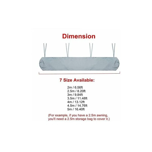 4m Grå Markis Skyddspåse Utdragbar Manuell Markis Förvaringsöverdrag Vattentätt Dammskyddande Skyddande Överdrag för Patio Markis