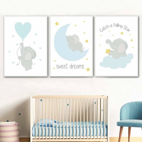 3-pack Väggkonst för Barnrum, Rosa Baby Posters Set Kanin Min Prinsessa Kärlek Poster Födelsedagspresenter Oinramade L(40X50CM) Utan Ram B