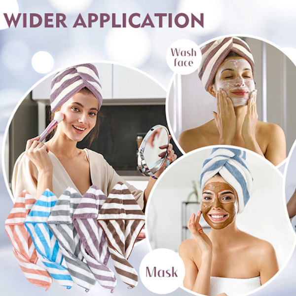 3-pack Mikrofiber Hårhandduk Wrap Superabsorberande Hår Turban för Blött Hår Mjuk Hår Torkande Handduk style8