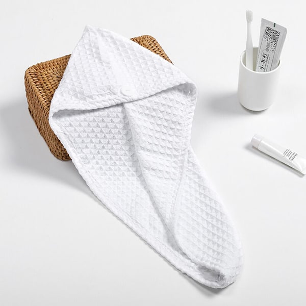 2-pack Waffle Long Hair Bandana Wrap Terry Cloth Snabbabsorberande Torkning För Kvinnor Blött Hår Vit