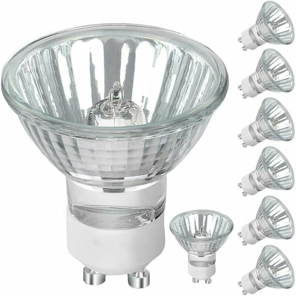 Halogenlampa GU10 50W 230V, 500lm Varmvit 2700K, Dimbar Halogen Spotlampa MR16, för Skåpsbelysning, Showroombelysning, 8-pack