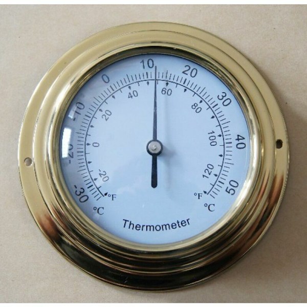 Termometer/Hygrometerhus med mässingring 98mm