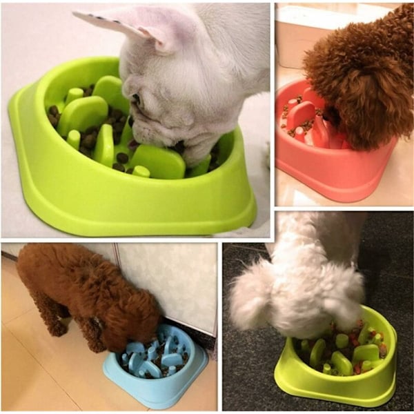 Anti-uppblåstning Långsam Matnings Skål för Små, Medelstora och Stora Hundar och Katter, Anti-Glutton Skål Interaktiv Hund Katt Skål Undvik Att Äta Snabbt (Rosa)