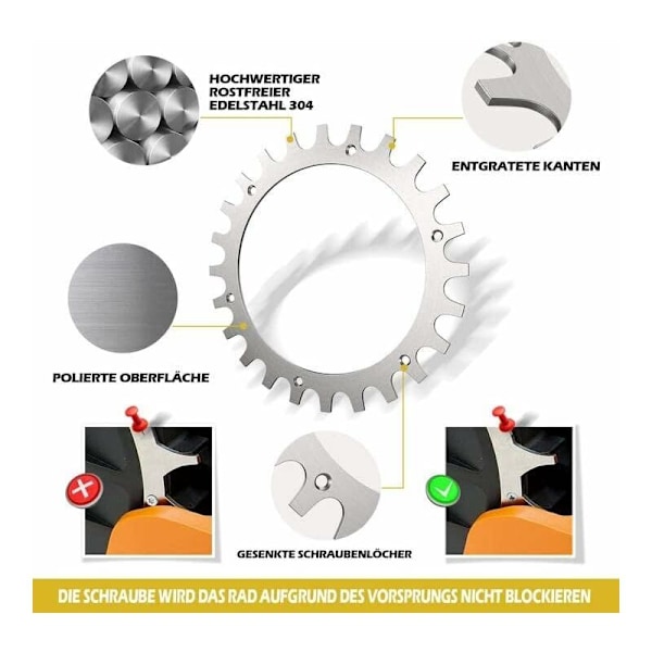 Premium Rostfria Spikar för Worx Landroid Gräsmatta Robotmodell S/M Tjocklek 2mm, Förbättrad Grepp - Polerad Avgratning - Hjuldiameter: 205 Mm