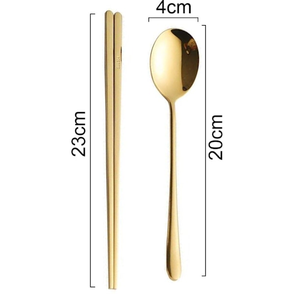 Spett & Pinne Set, 4 Färger Återanvändbara Rostfritt Stål Metall Koreanska Spett & Pinne Set Julgåva - Guld