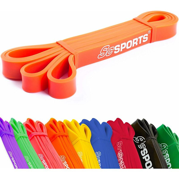 ScSPORTS® Fitnessband - 2m, Elastiskt, Hållbart, Naturligt Latex, Orange - Träningsband, Motståndband för Styrketräning, Yoga, Pilates