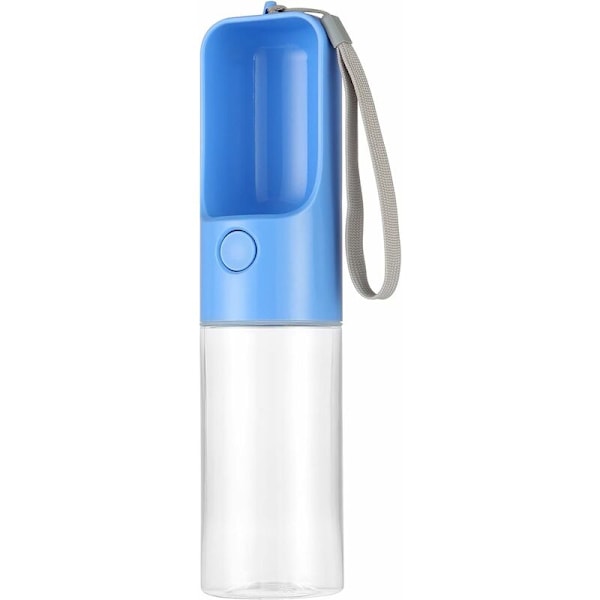 Hundvattenflaska för promenader, Bärbar vattenflaska med skål, Läckagesäker, Vattendispenser för utomhusdjur Promenader Vandring Resor, 450ml, Blå