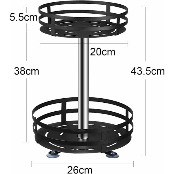 Kryddställ Roterande Kryddställ 2 Våningar Rostfritt Stål Roterande Kryddställ Snurrbricka Kökskåp 360° Skåpsorganisatörer Justerbar Höjd -Ro