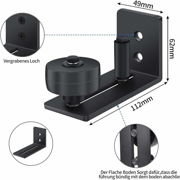 Glidspår för skjutdörrar - Justerbar botten - Med skruvar - 8 varianter möjliga - Passar alla skjutdörrar (med handske) 2-pack