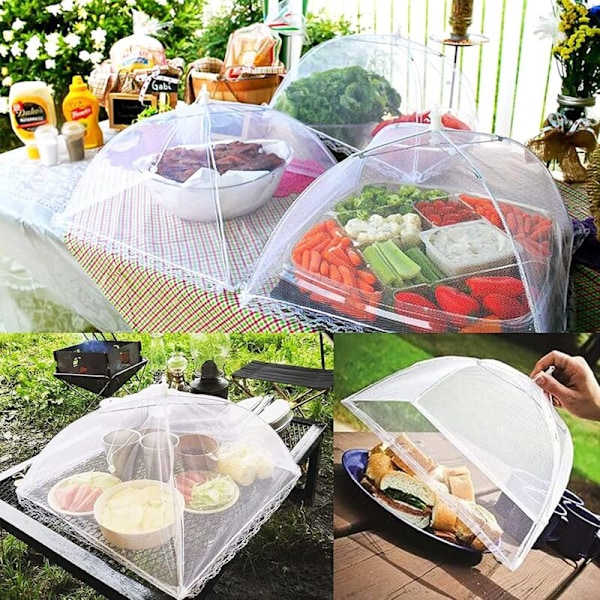 4-pack Flugskydd Mat Tältöverdrag Mat Nät Skydd Anti-Flugnät Vikbart Tält Kakeöverdrag Anti Insekter Kakeöverdrag Vikbart Anti-Fluga Matöverdrag