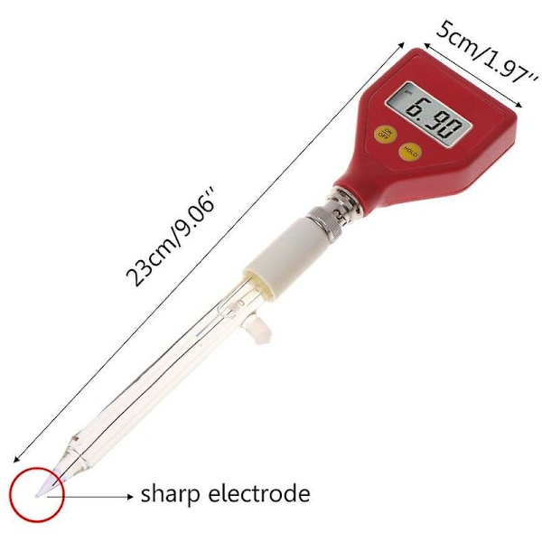 Digital pH-mätare för mat, med skarp glaselektrod för vatten, mjölk, ost, jord och livsmedel