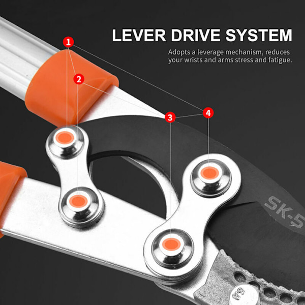 Trädgårdssax med spärrfunktion för beskärning av tjocka grenar, växter och julgranar, Typ 1