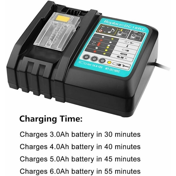 Ersättningsbatteriladdare Li-ion 3A DC18RC för Makita 14.4V 18V BL1830 BL1840 BL1850 BL1815 BL1430 LXT400 EU Thisnde Snabbladdare