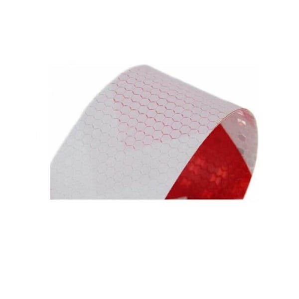 10 cm Bred och 25 m Lång Röd och Vit Twill Reflekterande Varningstejp