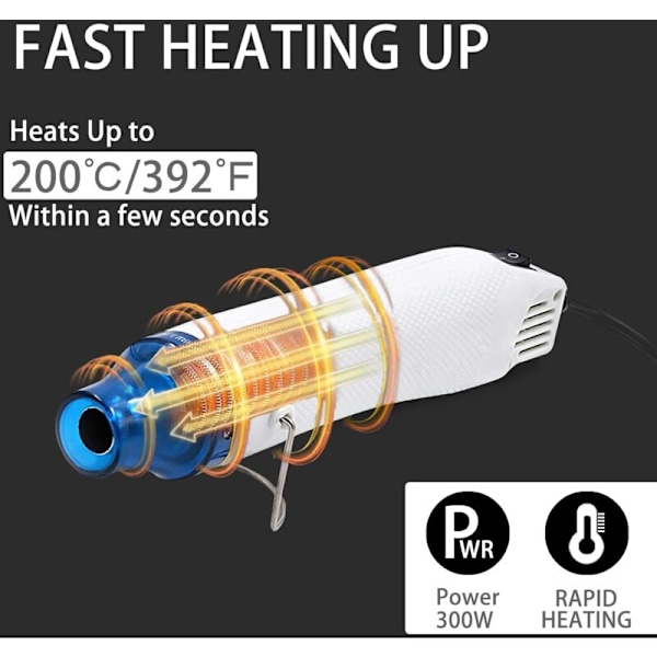 220V Embosseringsvärmepistol för DIY, Varmluftspistol för skruvmejselsetverktyg eller värmekrymprör Termohärdande Termokrymprör.