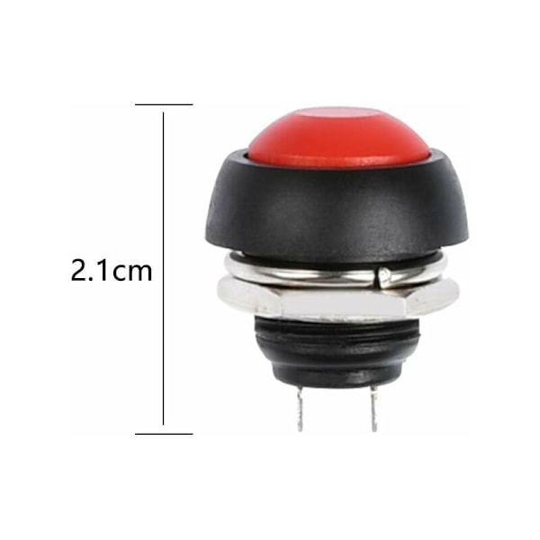 7 st 12mm Vattentäta Tryckknappar, Runda Tryckknappar, 12mm Strömbrytare, Mini On/Off-knappar, 7 Färger Momentanbrytare (med Tråd)