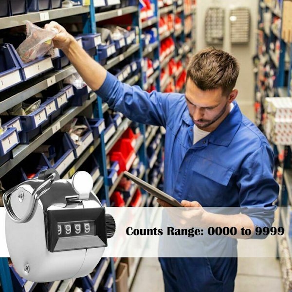 3-pack Handräknare, 4-siffrig Spårning, Manuell Mekanisk Metall, Räknar Upp till 9999, Silver