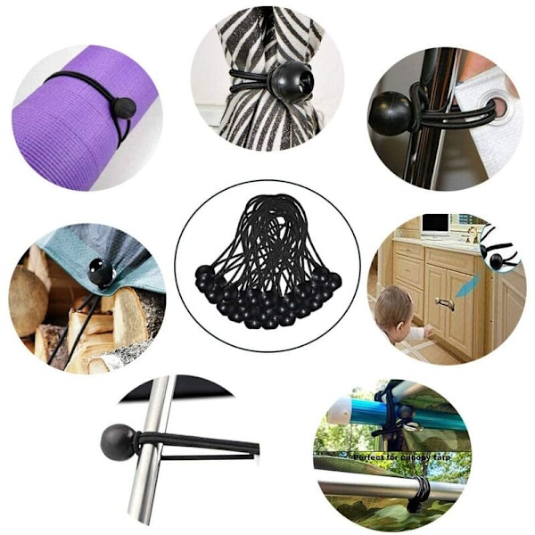 30 stycken Elastiska Spännare, Presenningspännare, Elastiska Bungee, för Paviljong, Presenning, Camping, Tält, Gardiner Förlängningssele (200 mm och 150 mm