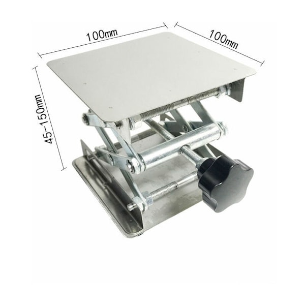 Lab Lyftbord, Rostfritt Stål Labplattform Lyftbord, 100 x 100mm, Utökbar Lyfthöjd från 45 till 150mm, Bärvikt 5 KG