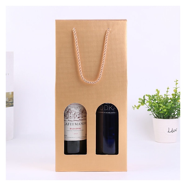 Set med 10 flaskpåsar för 2 flaskor champagne/vin med textilsnöre och fönster, 36,5 cm x 17 cm x 9 cm