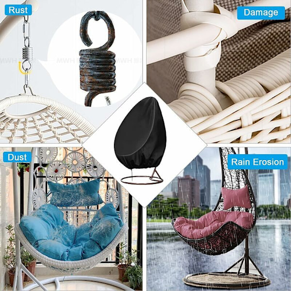 195 120cm Äggstolsskydd, Patio Hängande Stolsöverdrag Tjockt Rattan Möbelöverdrag Dragkedja Gunga Sitsöverdrag för Utomhus