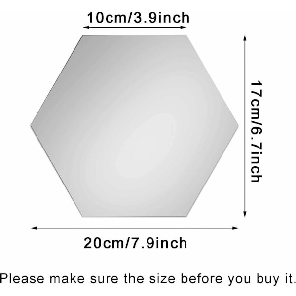 12 stycken vägg spegel självhäftande väggspeglar akryl hexagon väggdekal för hem sovrum vardagsrum inredning, etc - 20 17cm
