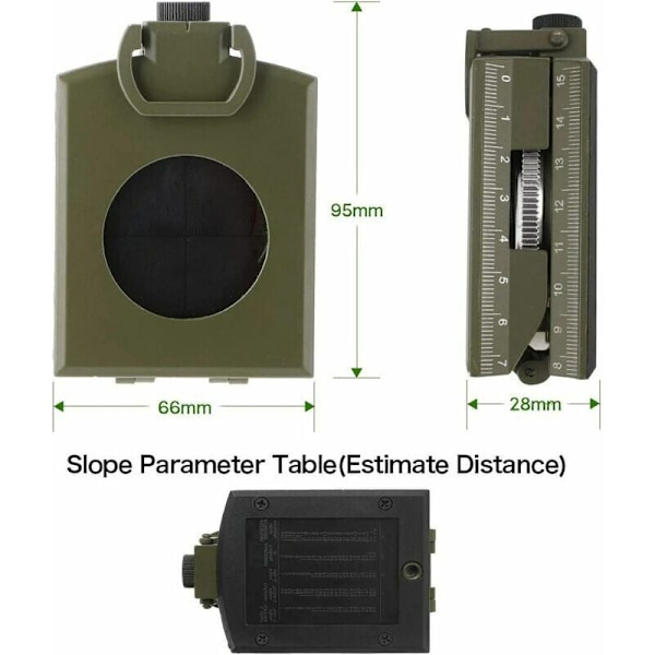 Professionell Kompass, IP65 Vattentät Metallkompass Fluorescerande Siktkross med Klinometer och Bärväska för Äventyr/Camping/Orientering