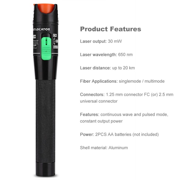 Universal Connector Röd Visuell Feltsökare Fiberoptisk Kabeltestare Pennmodell Testverktyg