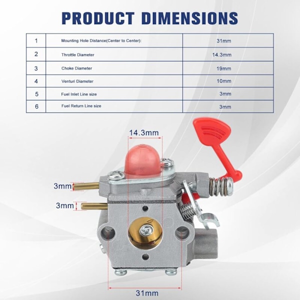 WT-875 545081855 Förgasare för Craftsman Poulan Pro 25CC Blåsmaskin BVM200C BVM200VS P200C GBV325 P325 200mph