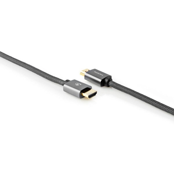 Nedis CVTB34000GY10 Höghastighets HDMI-kabel med Ethernet HDMI-kontakt HDMI&trade-kontakt 4k@60hz Arc 18 Gbps 1.00 m Rund Bomull Grå / Gun Met