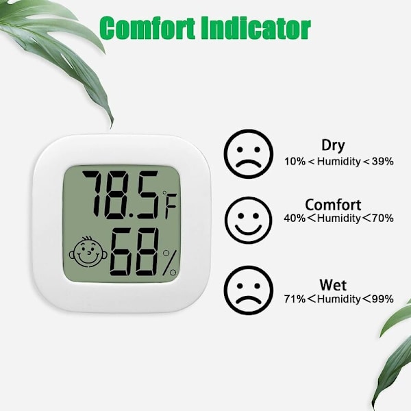5 st Mini Bärbar LCD Termometer Hygrometer Inomhus Temperatur Luftfuktighet, Hög Noggrannhet -58℉-158℉ 10% 99% RH Digital Luftfuktighetssensor för Vardagsrum