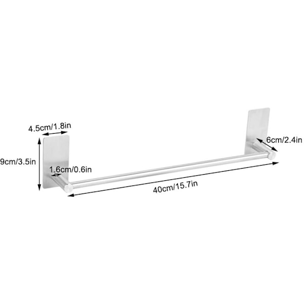 Handduksstång, Självhäftande Handduksstång i Rostfritt Stål, Väggmonterad Hylla för Badrum och Kök