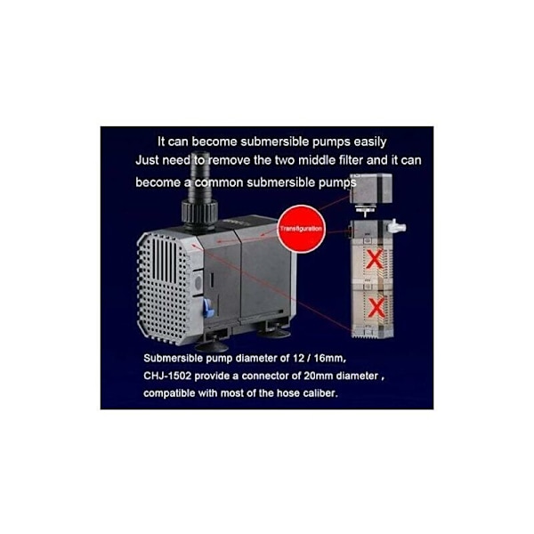 Tre-i-ett Akvariumvattenpump Nedsänkbar Pump Akvariumvattenpump 8W 20W 25W (CHJ-602/8W)