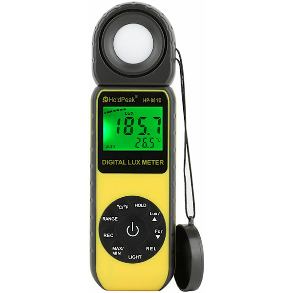 Digital Luxmeter 400 000 Ljusstyrka/Ljusmätare, Ljusmätare, Lufttemperaturmätare med Räckvidd upp till 400 000 Lux, 1–40000FC Luxmeter (881D)